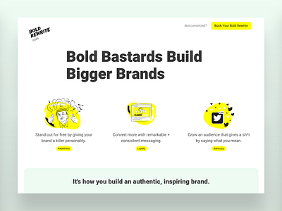 Behold the bold. bold color bold font copywriting landing page landingpage