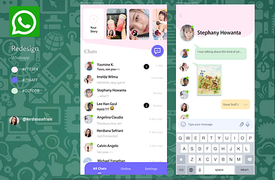 Redesign Whatsapp interface mobile app ui design ux design whatsapp whatsapp redesign