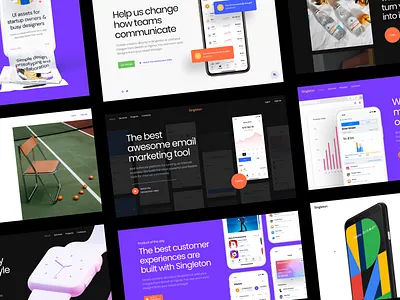 Singleton UI Kit block colorful component customization design kit landing layout modern object pages sketch smart styleguide stylish ui vector