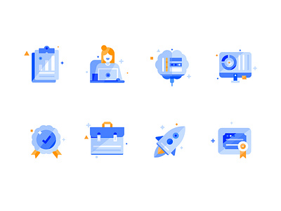 Icon set adobe illustrator ai assistant business design flatillustration icon illustraion monitor rocket ui vector webdesign