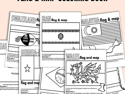 Country Flag & World Map Coloring Book coloring book digital art