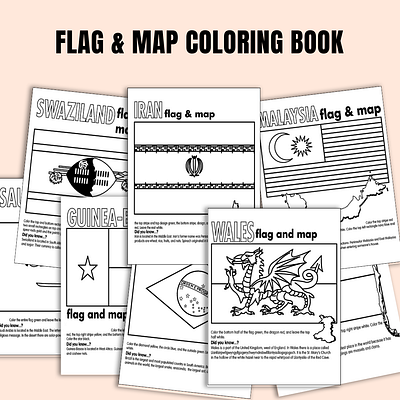 Country Flag & World Map Coloring Book coloring book digital art