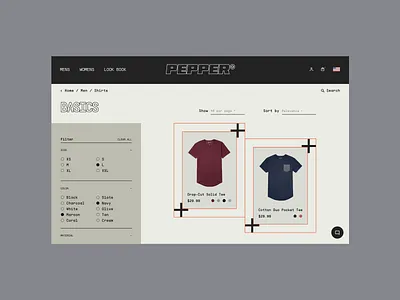 Pepper® — 1 of 3 clothes clothing brand ecommerce fashion filter interface minimal modern plp product shop store streetwear typography ui ux web design website