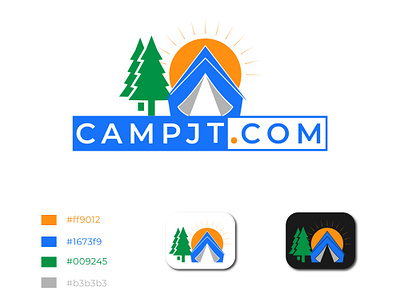 Campjt Logo | Camp Logo | Modern Logo | Sun Logo | Hill Logo brand identity branding camp camp logo design flat graphic design green logo hill home lettering logo logodesign logos logotype minimal real estate sun sun logo tree