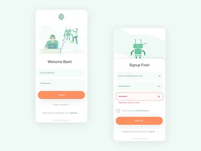 #DailyUI Login/Signup apps dailyui design flat hi fi illustration login minimalist mobile mockup sign in signup ui ux vector vibrant