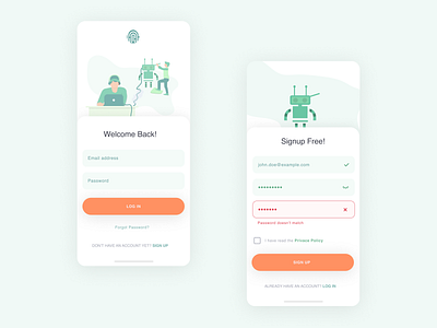 #DailyUI Login/Signup apps dailyui design flat hi fi illustration login minimalist mobile mockup sign in signup ui ux vector vibrant