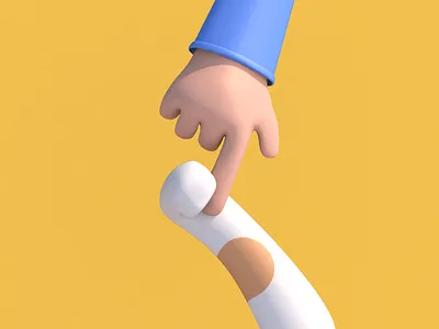 Give me your hand 3d c4d cat design hand illustration