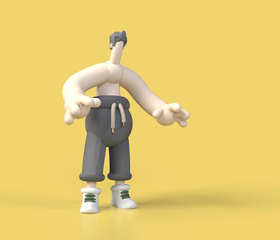 Guy 3d art adobe dimension characer design illustration minimal