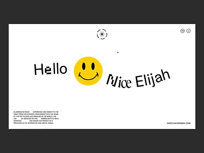 Hello Nice Elijah branding design illustration interactive landing motion portfolio typography ui web website