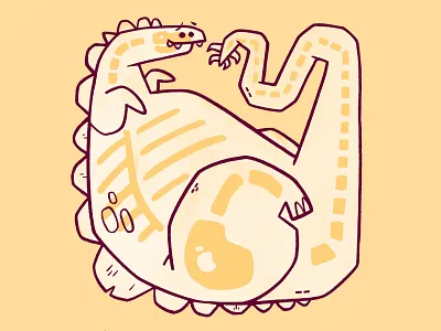 Dinosaur Bones 01 adobe blake stevenson bones cartoon character design cute dino dinosaur fossil hipster illustration jetpacks and rollerskates retro skeleton skull skulls stegosaurus