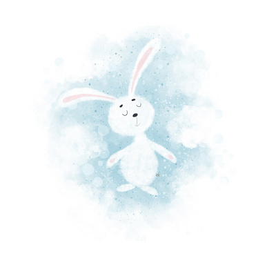 A Cute little white rabbit in the sky animal animal character animals bunny character character design childhood cute illustration pet