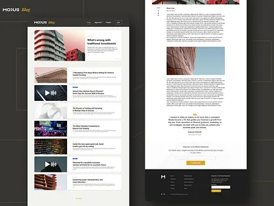 Blog - Main Page and Article Page article blog blog design cards investment main modus vc web website