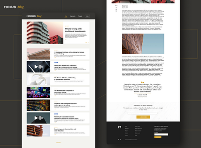 Blog - Main Page and Article Page article blog blog design cards investment main modus vc web website