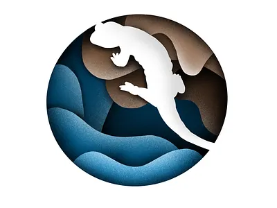 Papercut salamander animals design illustration ipad procreate