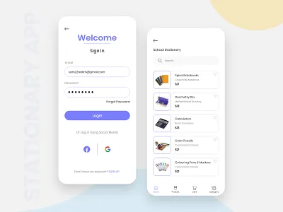 Online Stationary Selling App Design android app design app design app design ui ux app development application build clean concept concept design ios app design ios app development mobile app design online online selling app online shop online shopping stationary stationary design stationary mockup