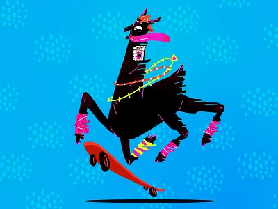alpaca skater alpaca animal character character art character design characterdesign digital art illustration skateboarding skater
