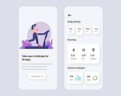 Fitness App app design fitness app fitness ui health minimal simple ui ux