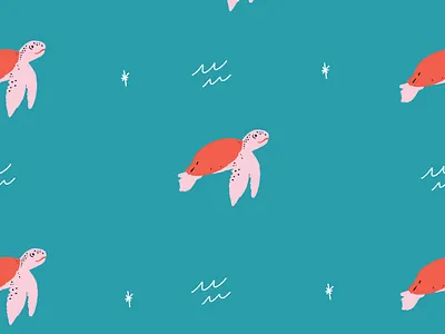Seaturtle Seamless pattern animal artwork green illustraion illustrator ocean pattern pink red repeat sea seamless seaturtle swim teal turtle water waterfall