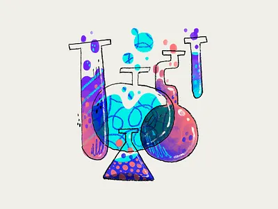 The Lab Studio | Card Illustration — Customer Funnel art artwork handmade illustration lab laboratory liquid potions science test test tube test tubes texture textures