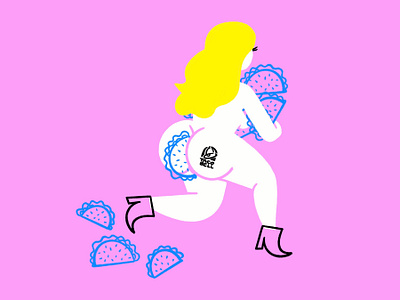 Taco Bell Run 🌮🏃🏼‍♀️💩 butt design doodle funny illo illustration lol run sketch taco taco bell woman