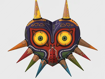 Cursed Mask curse design illustration illustrator lineart majora mask poster vector video game videogame wood zelda