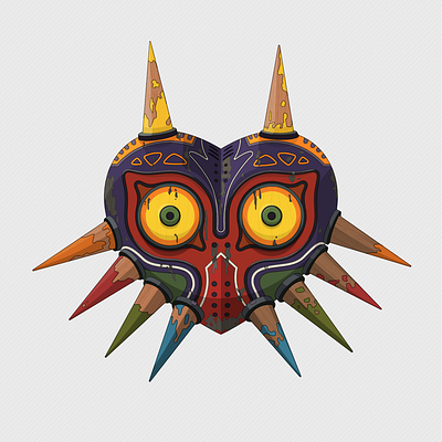 Cursed Mask curse design illustration illustrator lineart majora mask poster vector video game videogame wood zelda