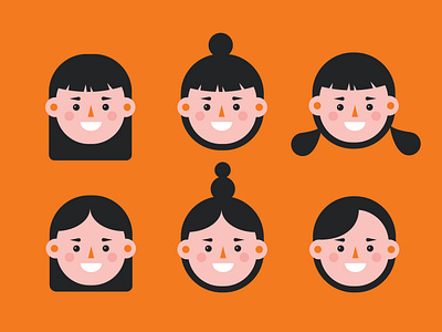 Hairstyle test character character character design cute geometric geometry girl hair hairstyle illustration testing vector