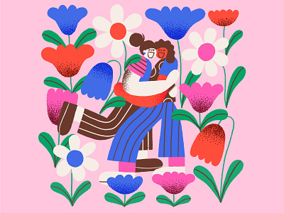 Friends characters colourful flat flowers girlpower illustration woman illustration