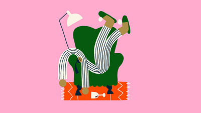 Chill character flat girl home illustration relax sofa