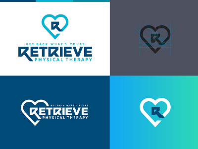 Retrieve logo breakdown branding design grid logo healthcare heart icon icons illustration illustrator logo physical therapy the creative pain typography vector