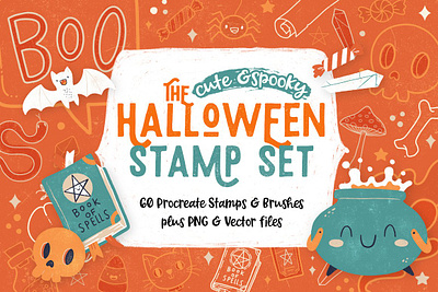 Procreate Halloween Stamp Set art clipart design element graphic design graphics planner pro create procreate procreate brush procreate brush set procreate brushes procreate halloween scary scrapbook set spooky stamp stamp set stamps