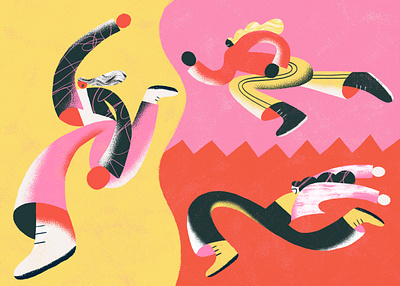Run character colourful design flat girls illustration movement run texture woman illustration