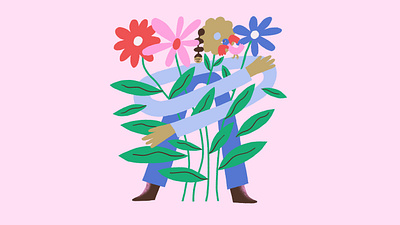Plantlady character colourful flat flowers illustration nature woman illustration