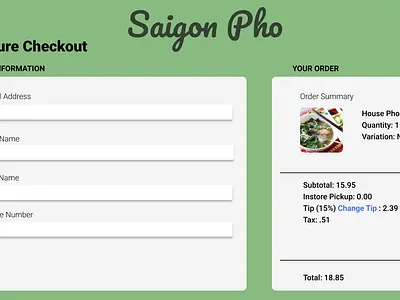 Saigon Pho Checkout