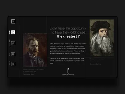 Virtual Museum 2 art blackandwhite clean concept cream design flat interface minimal minimalism minimalist modern ui ux webdesign
