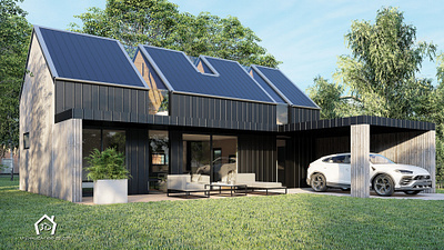 MODERN BARN - exterior 3d architecture design exterior garden house luxury modern study visualization