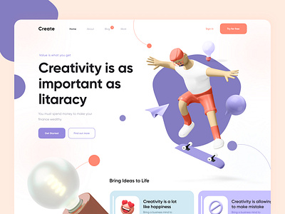 Website design - Creative Agency 3d 3d design 3d illustration agency business clean corporate creative creative agency creativity hero header marketing minimal typogaphy ui ui design ux ux design webdesig website