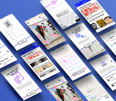 Stiqr － Various UI app augmented reality design discover emojis flat illustration mobile mobile app museum sign up sticker ui