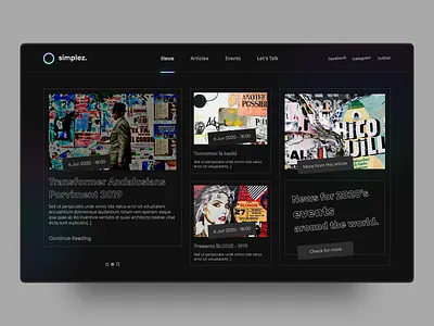 Minimal Dark UI - News Main Screen creative dark ui design minimal news ui userexperience userinterface ux web web design website