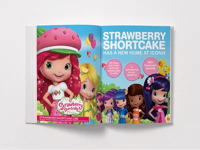 STRAWBERRY SHORTCAKE 2 PAGE SPREAD BLE branding cartoon design licensing magazine print ad spread tv