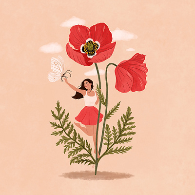 Flower girl - Poppy art digital art drawing drawings flower girl illustration painting poppy summer woman