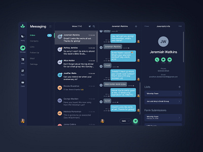 Text Messaging and Email for Churches app art clean dark dark mode dark theme dark ui design flat layout minimal minimalistic simple type typogaphy ui ui design uiux ux web