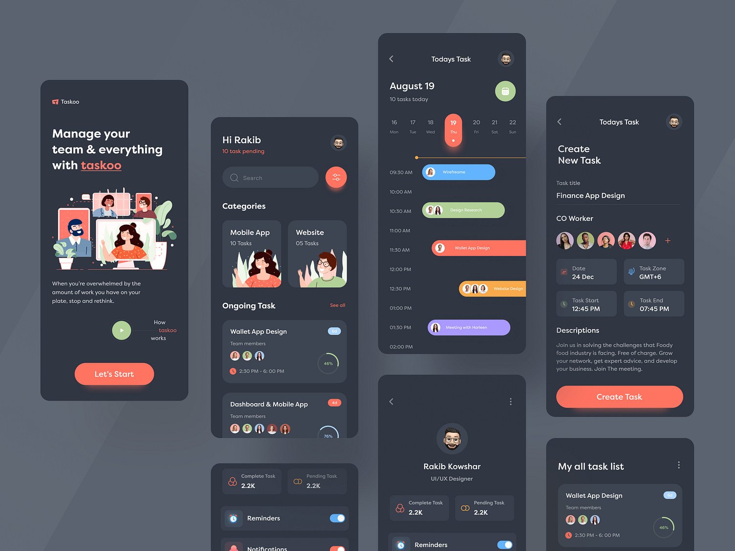 Task Management App by Rakib Kowshar for Orizon UI/UX Design Agency on