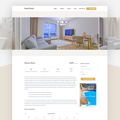 Zante Theme - Room Details Page booking design hostel hotel hotel booking hotel room html luxury resort room ux web wordpress wordpress theme