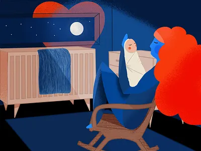 Postpartum Depression illustration mother with baby motherhood postpartum depression visual storytelling