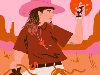 TikTok: The Wild West design illustration ipad art iphone portrait procreate self portrait social media tiktok wild west woman
