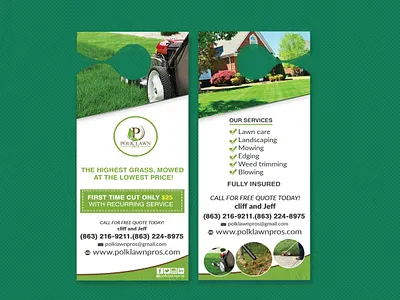 Lawn Care and Landscaping door hanger
