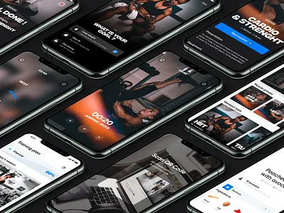 Fitness Coach iOS abs app apple coach fit fitness full screen hiit ios ios14 mobile player qr code score squat ui ux video weight workout