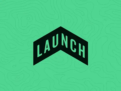 Launch arrow brand green identity logo mark topographic map type typography upward