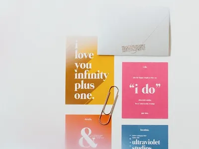 Modern Bold Wedding Suite bold branding design elegant graphicdesign illustration material minimal modern print retro wedding invitation